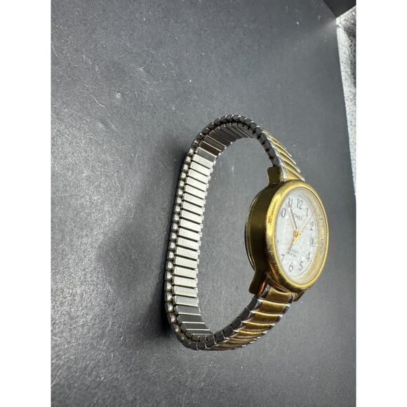 Timex Indiglo WR 30M Two Tone Quartz Ladies Watch White Dial Expansion Band - Picture 3 of 9